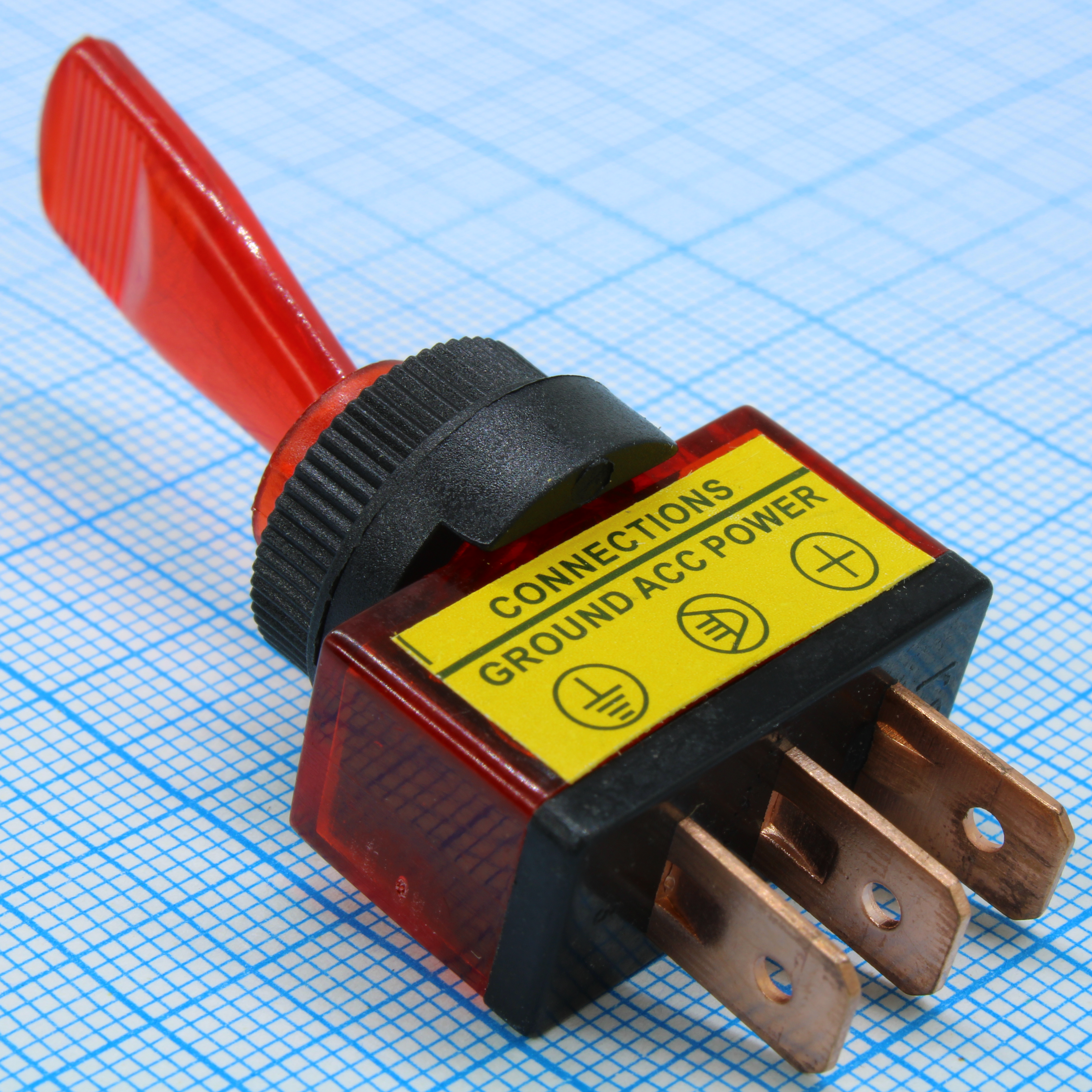 ASW-13D-24V-R - Тумблер с красной LED подсветкой ON-OFF 20A 24В