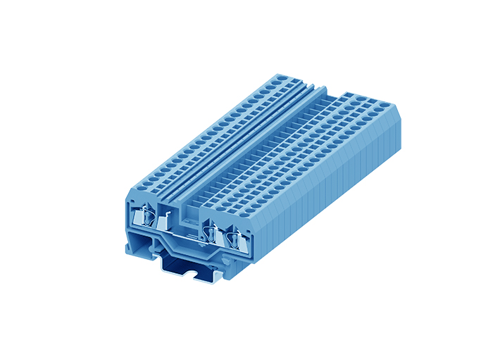 Проходная клемма 225954 - Проходная клемма, TA2.5, 3 точки подключения, тип фиксации провода: пружинный, номинальное сечение: 2,5 мм кв., 24A, 800V, ширина: 5 мм, цвет: синий, тип монтажа: DIN 35