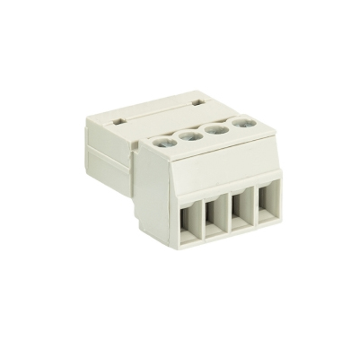 Вилка Wiecon 8513 SU/04 - Вилочный разъем, прямой, на кабель, шаг 3,5 мм, 4 полюса, номинальное сечение: 1,5 мм кв., винтовая фиксация провода, 250V, 8А, без маркировки, цвет: серый, серия 8513 SU OB