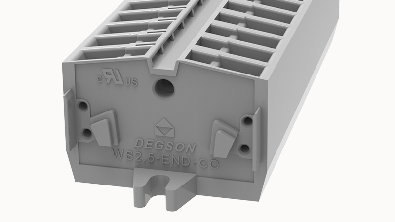 Проходная клемма WS2.5-END-CO-01P-11 - Проходная клемма, тип фиксации провода: пружинный,номинальное сечение: 2,5 мм кв.,  24А, 800V, ширина: 6  мм,  цвет:  серый, тип монтажа:монтажный фланец