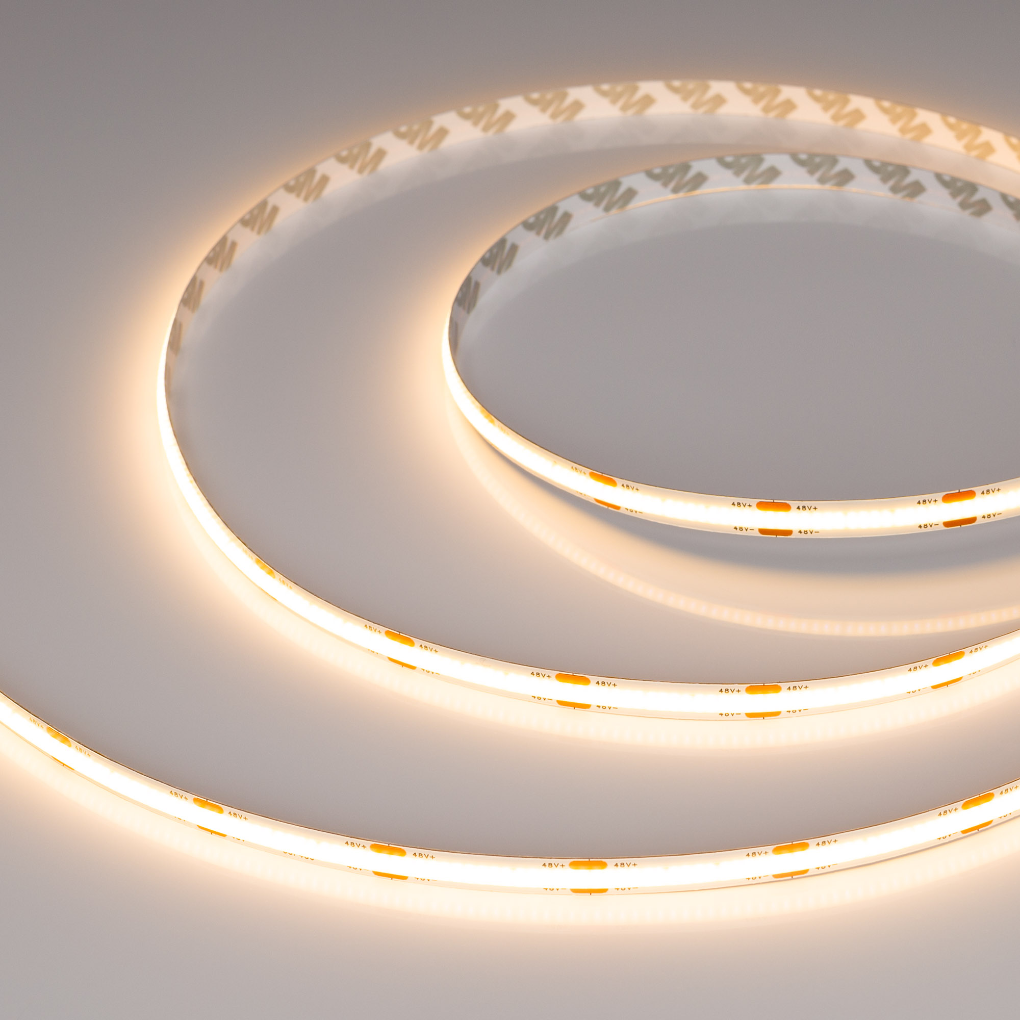 Лента COB-X480-8mm 48V Warm2700 (10 W/m, IP20, 50m PRO REEL) 043261 - Лента COB (монтажная бобина 50 м) сплошной засветки без видимых светодиодов. Светодиоды CSP 480 шт/м (24000 шт на 50м). Цвет свечения ТЁПЛЫЙ 2700K, высокий индекс цветопередачи CRI>90, 
