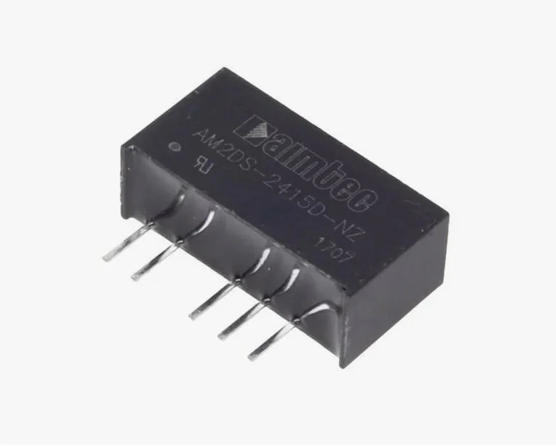AM2DS-2415SJZ - DC/DC, 2Вт, вход 21.6…26.4В, выход 15В/0.013…0.133А, изоляция 1500В DC, КПД 86%, максимальная емкостная нагрузка не более 560мкФ, SIP7, 19.65x7.05x10.16мм, -40…105°C, пластик