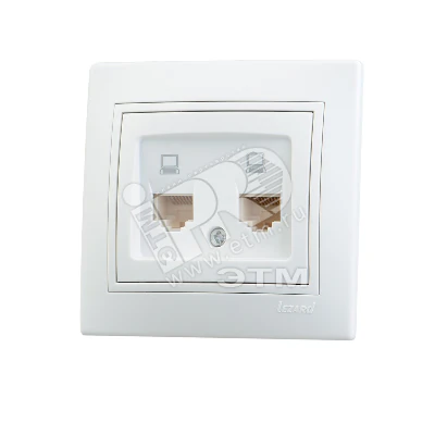 Розетка компьютерная 2-м СП Mira RJ45 бел./бел. 701-0202-141