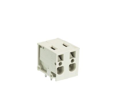 Клемма Wiecon 8358 / 2 TOP H OB - Клемма на печатную плату, подвод кабеля сбоку, 2 полюса, шаг: 7,50 мм, пружинная фиксация провода, без маркировки, 300V, 16А, цвет: серый, серия 8358 TOP V/H