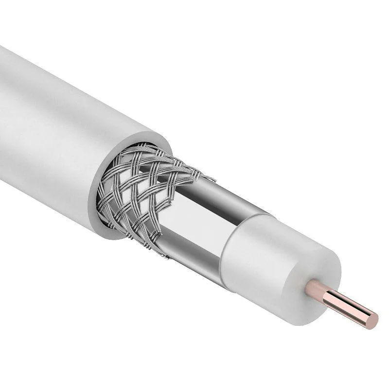 Кабель коаксиальный RG-6U, 75Ом, CCS/Al/Al, 32%, 100м, INDOOR, белый Light - в бухте 100м