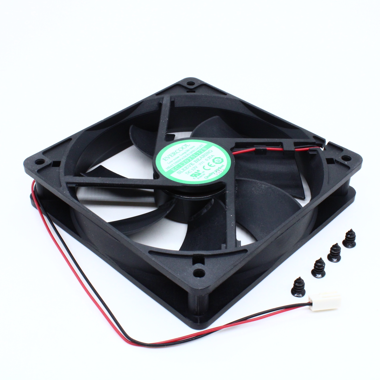 EC12025L12S - Вентилятор 12В, 120х120х25мм, 124.62 м3/час, 37.2dB, подшипник скольжения, 2000 об/мин