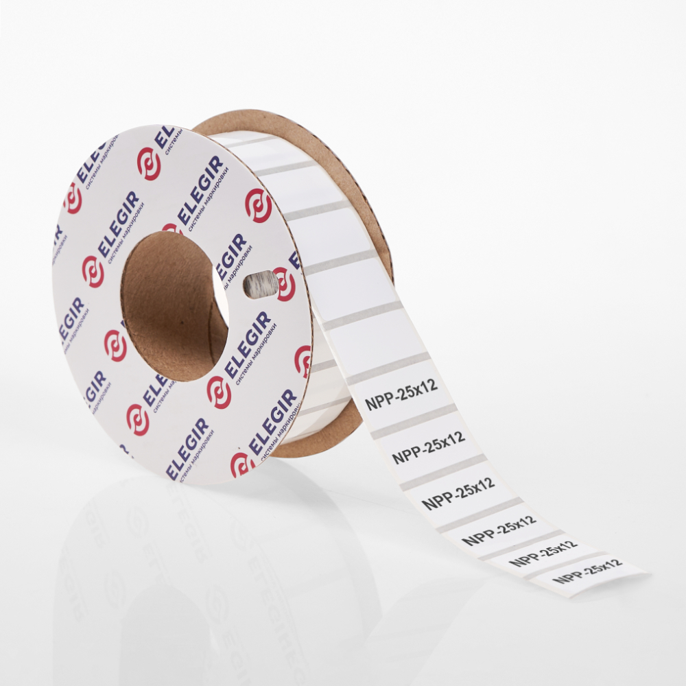 Маркировка прямоугольная NPP-25х12 W - Маркировочная наклейка, для позиционного обозначения электрооборудования в шкафу и маркировки провода, размер 25х12 мм, цвет белый, в упаковке 2000 наклеек