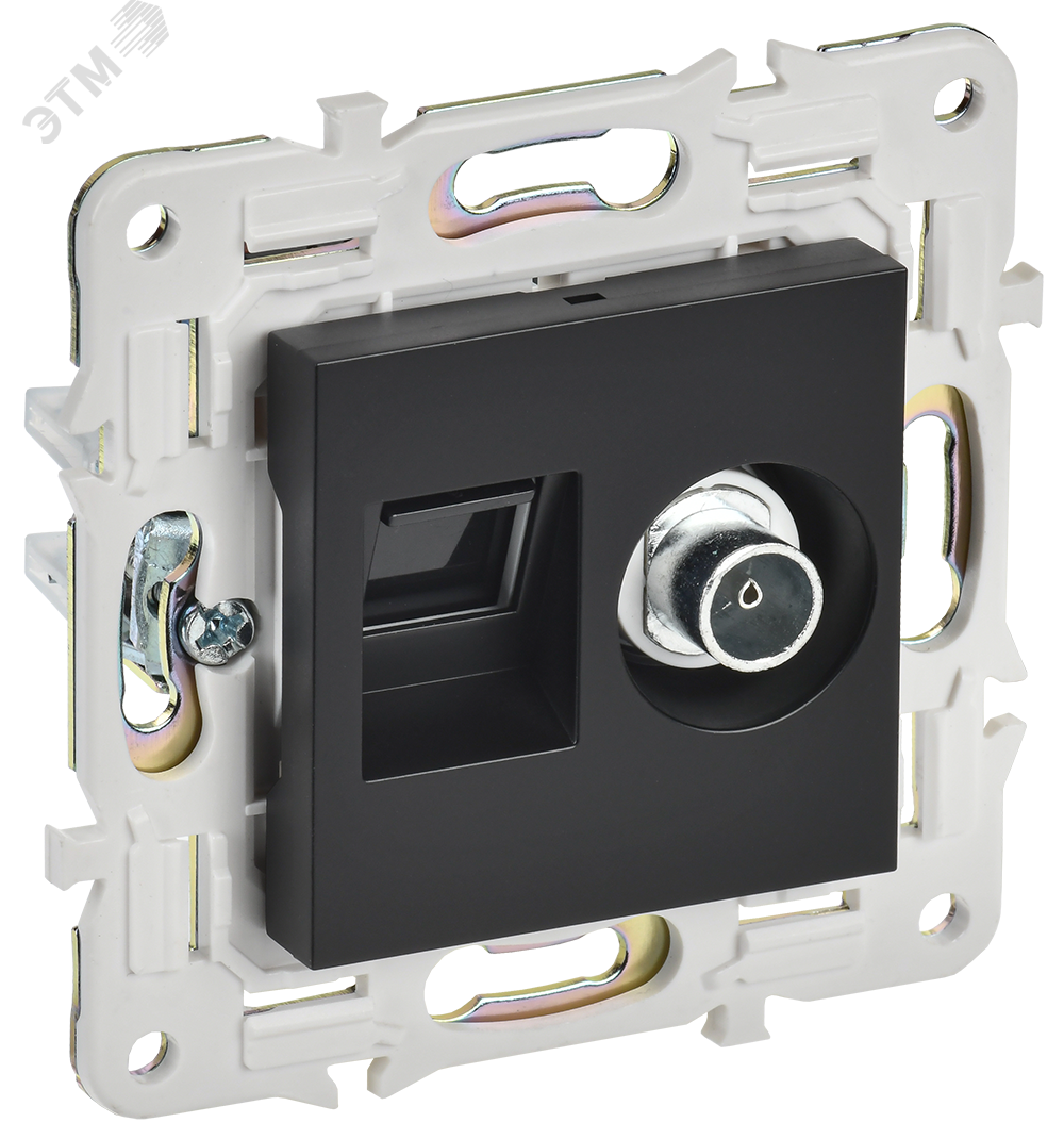 SKANDY Розетка двойная TV+RJ45 кат.5E SK-A14Bl черный IEK SK-AK20-1-K02