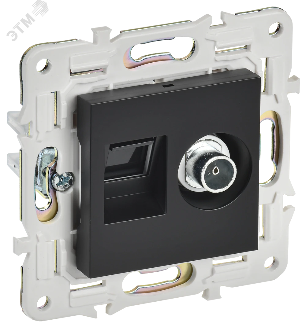 SKANDY Розетка двойная TV+RJ45 кат.5E SK-A14Bl черный IEK SK-AK20-1-K02
