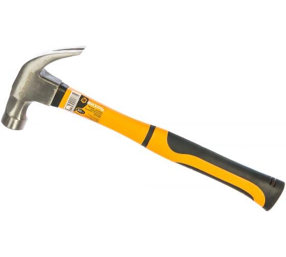 Молоток - гвоздодер 450г фиберглассовая двухкомпонентная ручка с магнитом 73/6/8/8