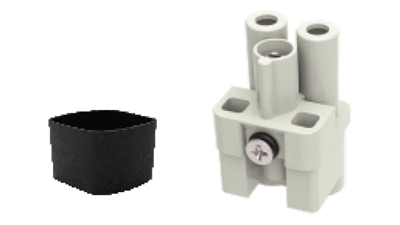 Розеточная контактная вставка DQ-002-F(2.5-6mm) - Розеточная контактная вставка, аксиальная винтовая фиксация, 2 полюса + PE, типоразмер 3A, 830V, 40A, сечение обслуживаемых проводников 2,5-6 мм кв,, тип покрытия контактов: серебро