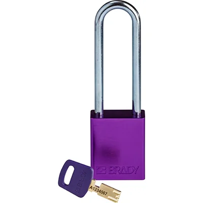 gws150330 - Замок SafeKey алюминиевый со стальной дужкой, высота дужки – 76 мм, диаметр дужки – 6.4 мм, алюминиевый корпус, размеры корпуса – 46х38х19 мм, цвет – фиолетовый, 1 шт/упак