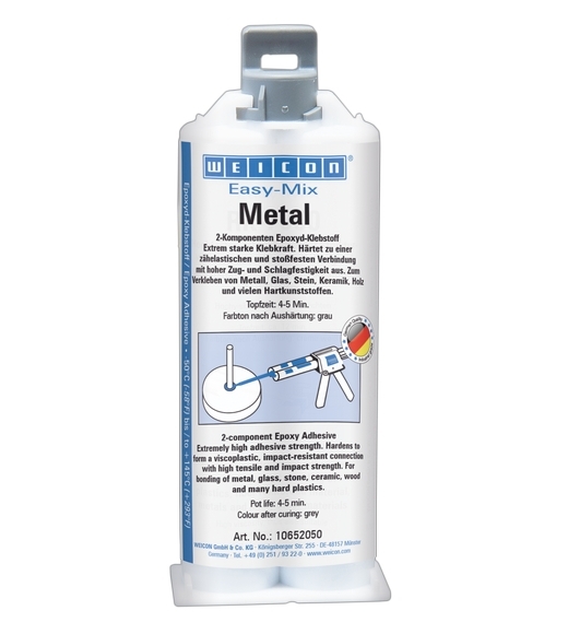wcn10652050 - 10018047 WEICON Easy-Mix Metal (50 мл) Эпоксидный клей затвердевающий 5 минут, серый