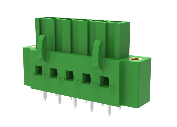 Розеточный разъем на плату MC-RU5.08SV16-F-0001 - Розеточный разъем, вертикальный на плату, шаг: 5.08 мм, 16 полюсов, фиксация на плате пайка, исполнение: с монтажными фланцами, 320V, 18A, цвет: зеленый