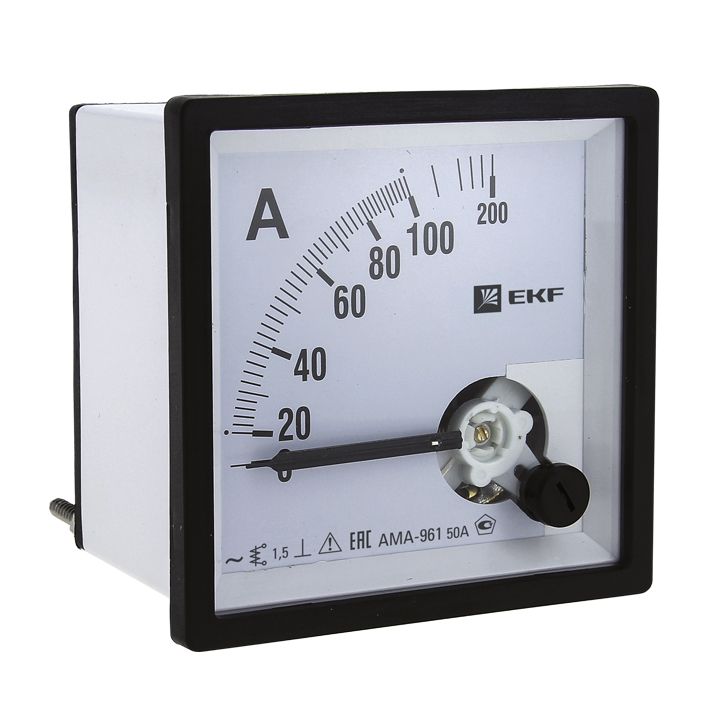 Амперметр AMA-961 аналоговый на панель (96х96) квадратный вырез 600А трансф. подкл. ama-961-600