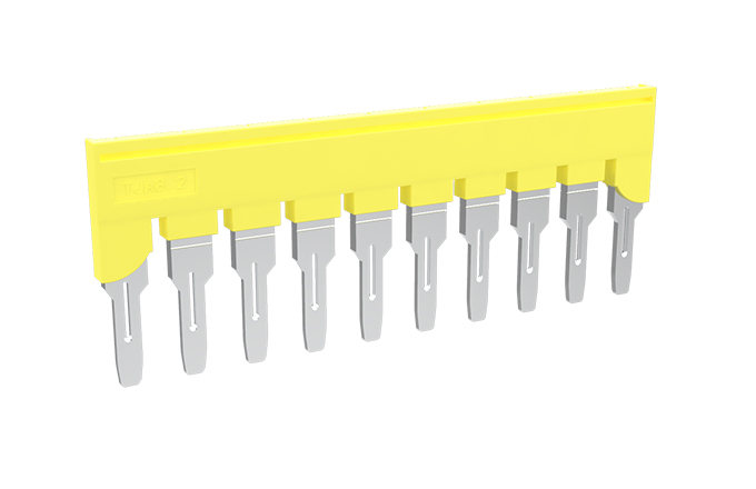 Соединительная перемычка TJA8.2-10 - Соединительная перемычка, втычная, изолированная, 10 полюсов, для серий клемм: TP/TU/TC, шириной 8,2 мм, цвет: желтый