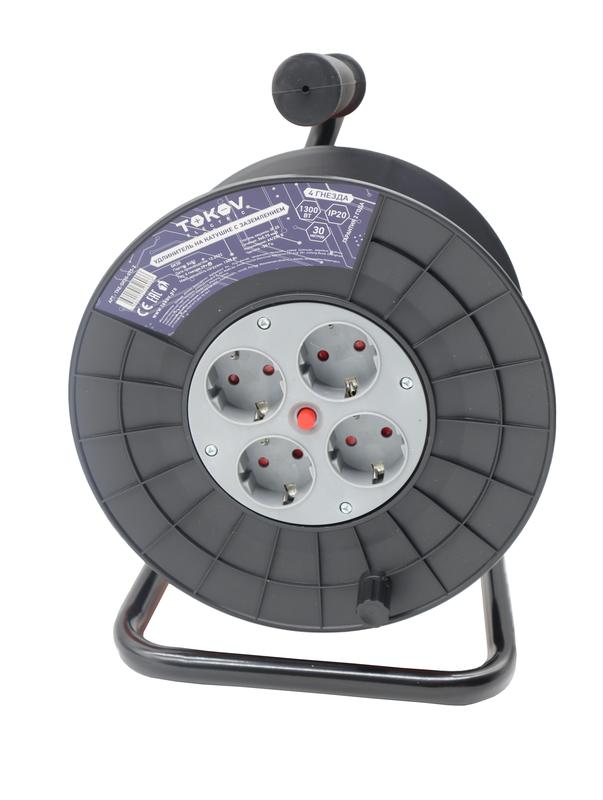 Удлинитель на катушке 4х30м с заземл. 6А IP20 3х0.75 TKE-SK30-075-Z