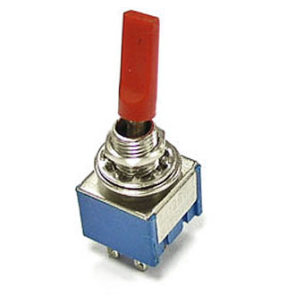 MTS-203-E1 ON-OFF-ON (КР.КОЛП) - Тумблер ON-OFF-ON 2 группы контактов 3А,250В ручка - красный пластик