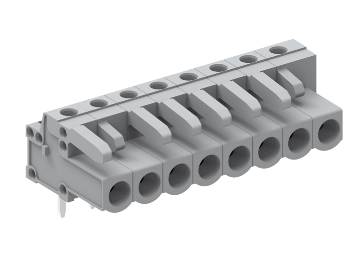 Розеточный разъем на плату 450374 - Розеточный разъем, горизонтальный, на плату, шаг: 5.0 мм, 24 полюса, фиксация на плате пайкой, исполнение: стандартное, 320V, 12A, цвет: серый