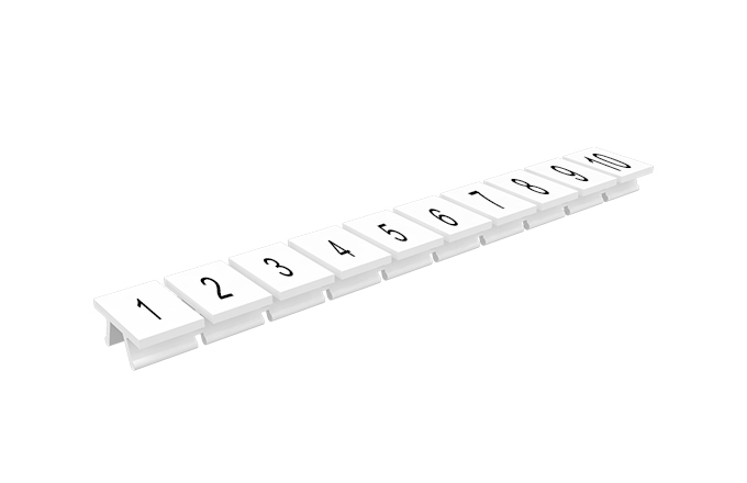 Маркировка  308801/1...10 - Маркировочные шильдики для клемм TU/TP/TC, сечением 6 мм кв., 10 шильдиков, нанесенные символы: 1…10, с горизонтальным, расположением, цвет белый