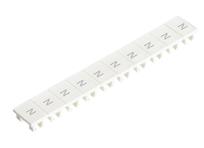 Шильдик 9705A/5/10B N - Маркировка для клемм сечением 2,5 мм.кв., шириной 5 мм, 10 шильдиков, белая, нанесенные знаки: N,N, ... ,N