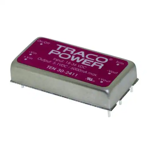 TEN 30-1221 - Преобразователь DC/DC на печатную плату вход 12В двуполярный выход 5В/-5В 3A/-3A 30Вт 6-Pin