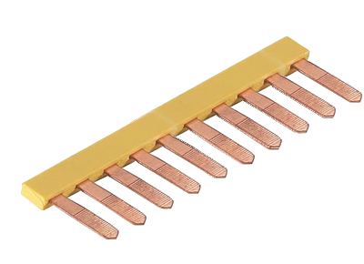 Соед. мостик  IVB 0,5 WK4.. - 10 - Соединительный мостик, для установки в зажимную клетку, толщина 0,5 мм, изолированный, 10 полюсов, для клемм: WK 4 / U; WK 4 TK, цвет: желтый