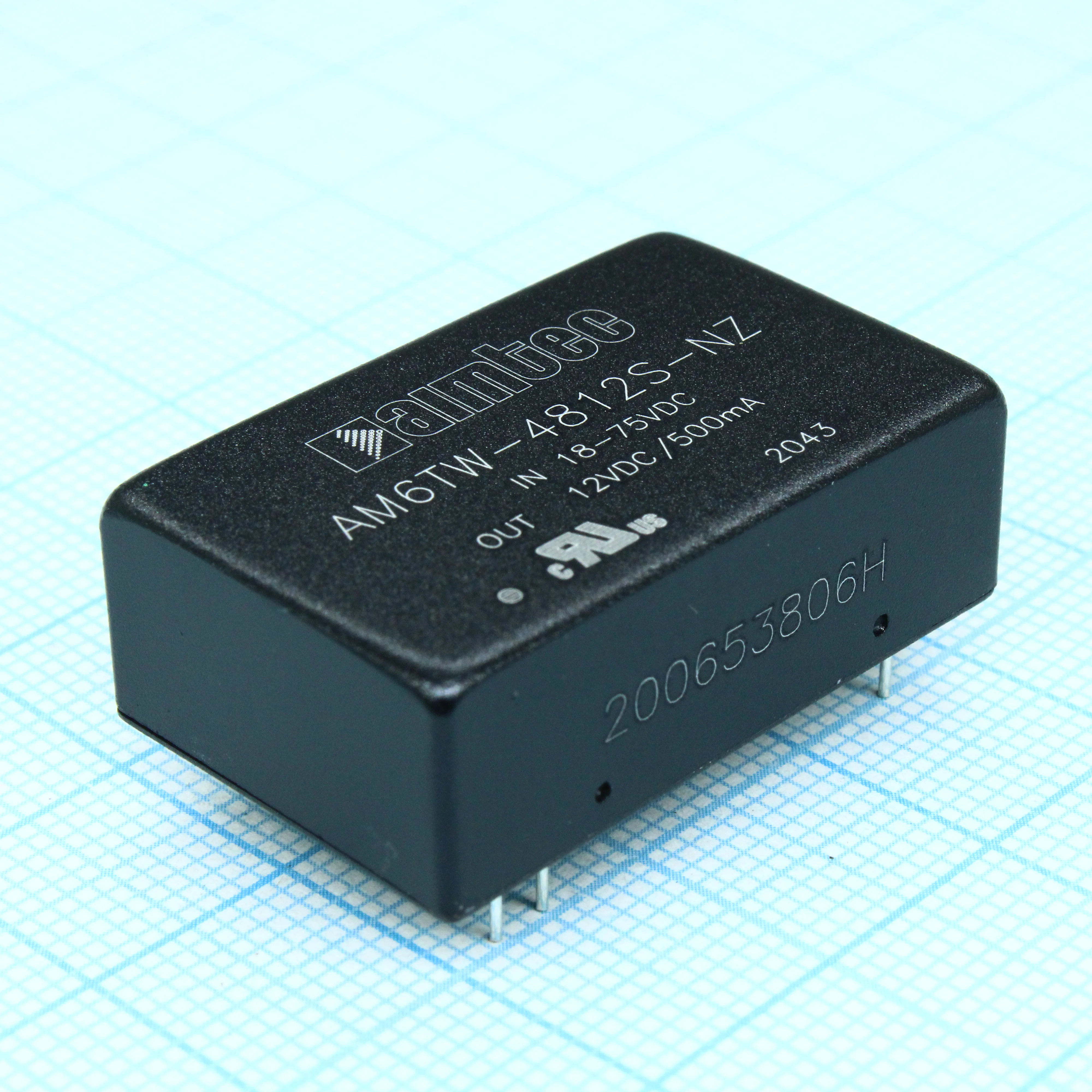 AM6TW-4812S-NZ - DC/DC, 6Вт, вход 18…72В, выход 12В/0.5А, изоляция 1500В DC, КПД 87%, максимальная емкостная нагрузка не более 470мкФ, DIP24, 32x20x10.8мм, -40…85°C, металл