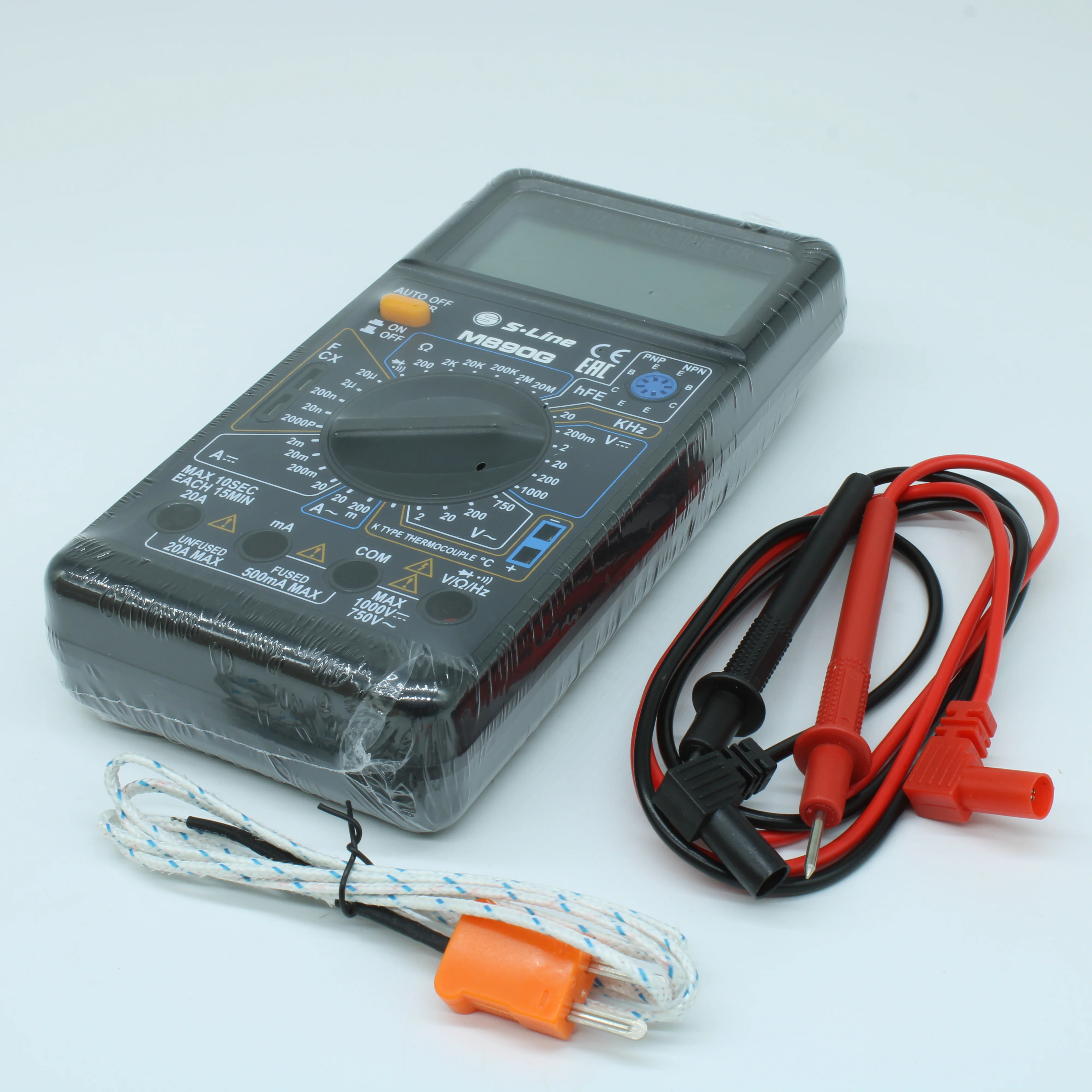M-890G - Мультиметр цифровой для змерения емкости,  температуры, тест диодов, транзисторов, тока, напряжения, сопротивления.