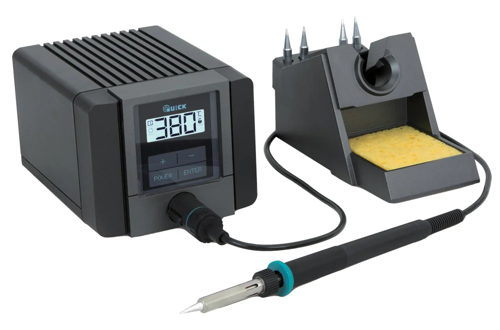 QUICK TS1100 ESD - Паяльная станция с сенсорной регулировкой температуры паяльника, 90W, 200°C-450°C, функция проверки электростатики, жала 960 серии
