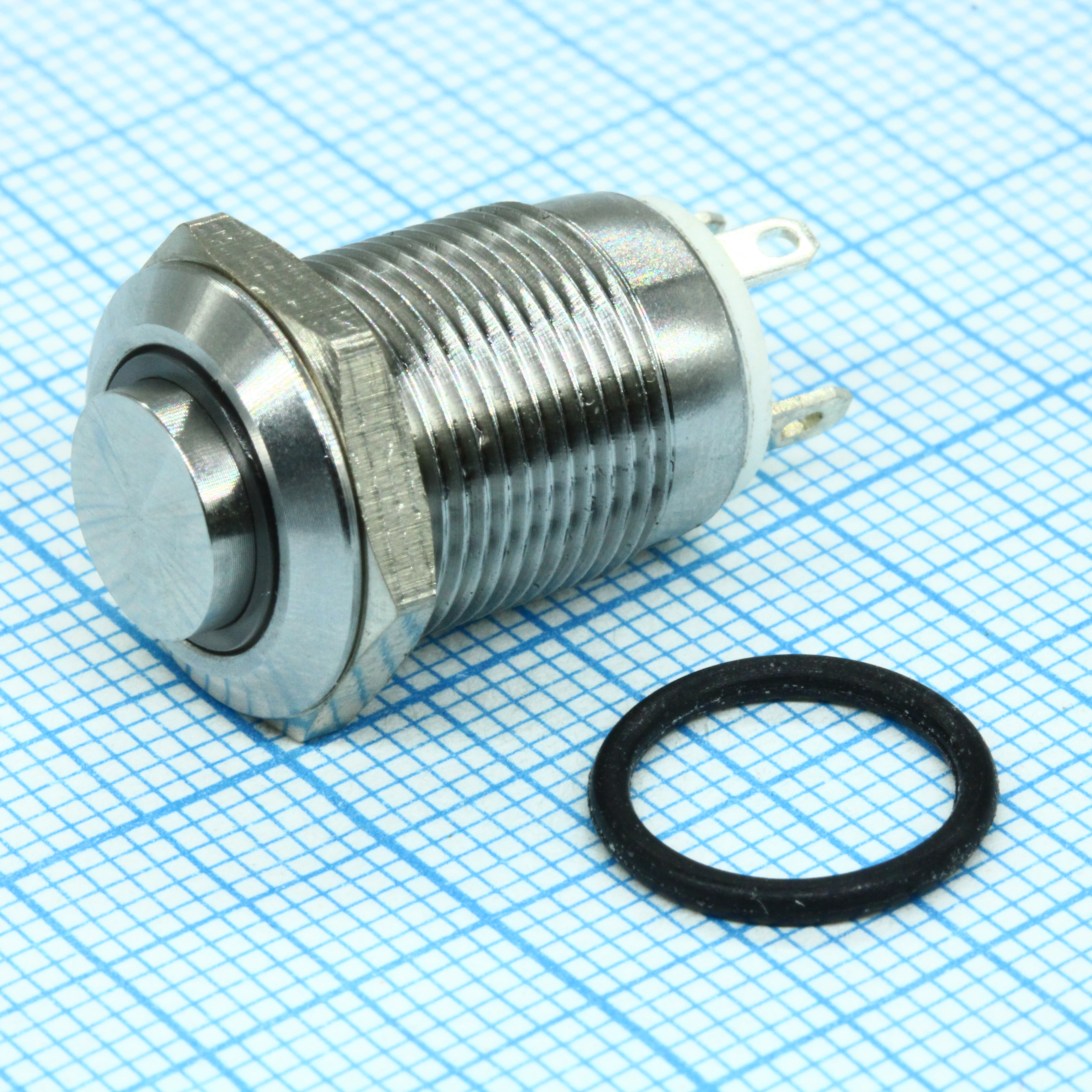 A12-C2-A-R - Кнопка антивандальная с подсветкой 12В d12 2A 250B (2c) (ON)-OFF