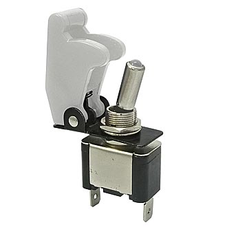 SAC-01 WHITE ASW-07D W-LED - Тумблер ON-OFF (3c) 25А 12В белая LED подсветка, с белым защитным колпачком SAC-01