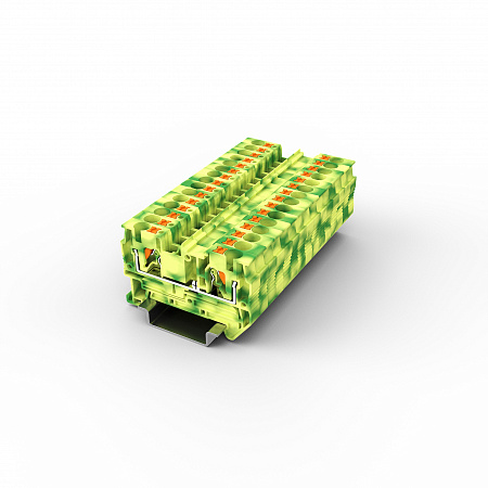 Заземляющая клемма UPT-4PE - Заземляющая клемма, тип фиксации провода: Push-in, номинальное сечение: 4 мм кв., 800V, ширина: 6,2 мм, цвет: желто-зеленый, тип монтажа: DIN35