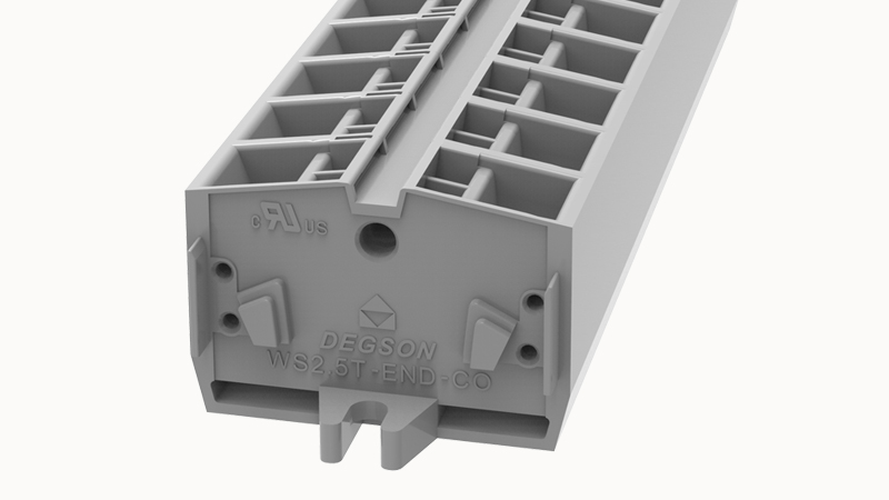 Проходная клемма WS2.5T-END-CO-01P-11 - Проходная клемма, 4 точки подключения, тип фиксации провода: пружинный, номинальное сечение: 2,5 мм кв., 24А, 800V, ширина: 10 мм, цвет: синий, тип монтажа: DIN35