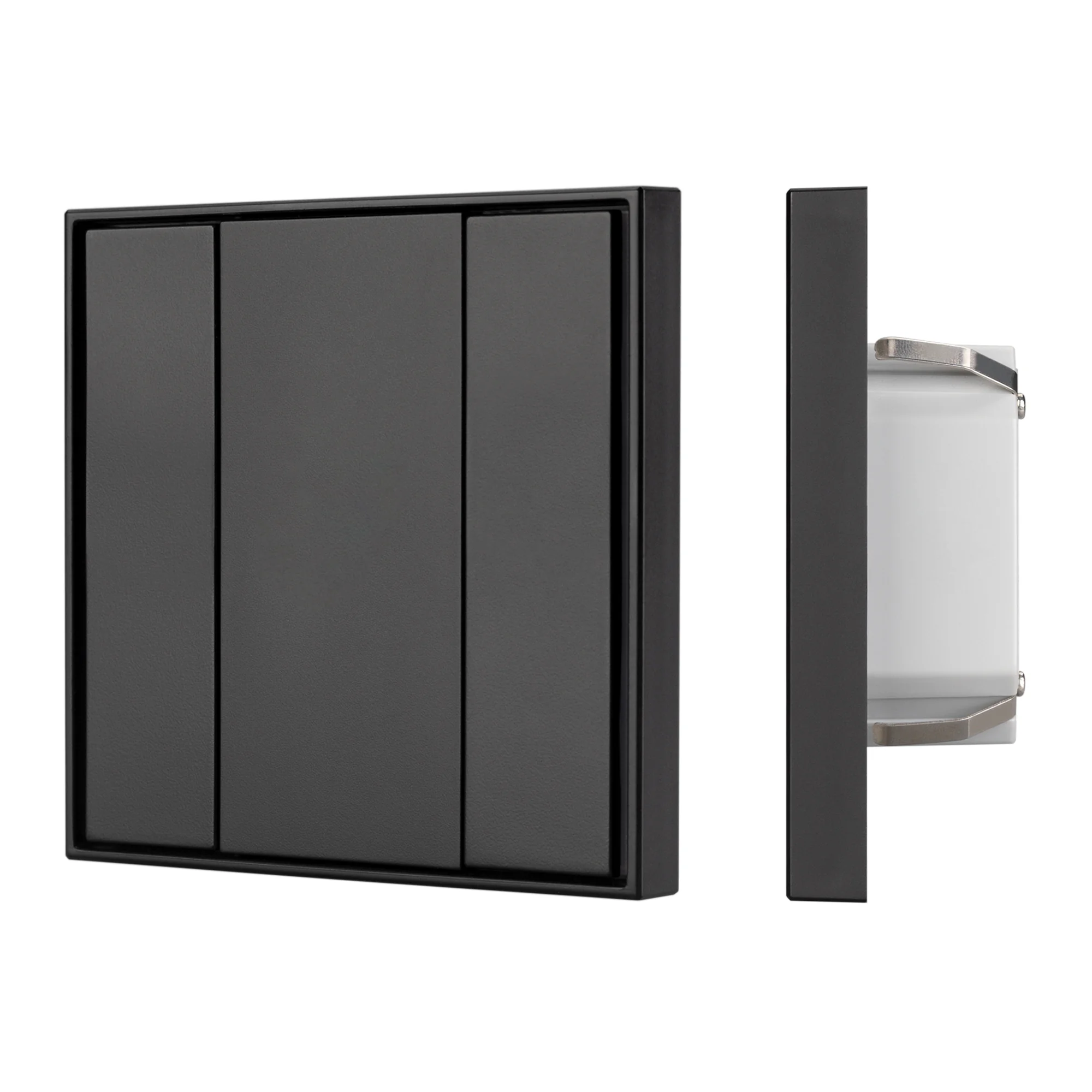INTELLIGENT ARLIGHT Панель KNX-223-2-BLACK (BUS) 028757 - Универсальная многофункциональная встраиваемая настенная панель для систем KNX. 2 клавиши. Тонкая рамка, материал - пластик. Цвет корпуса - чёрный. Питание от шины KNX DC 21-30V. Габариты 80x80x27 