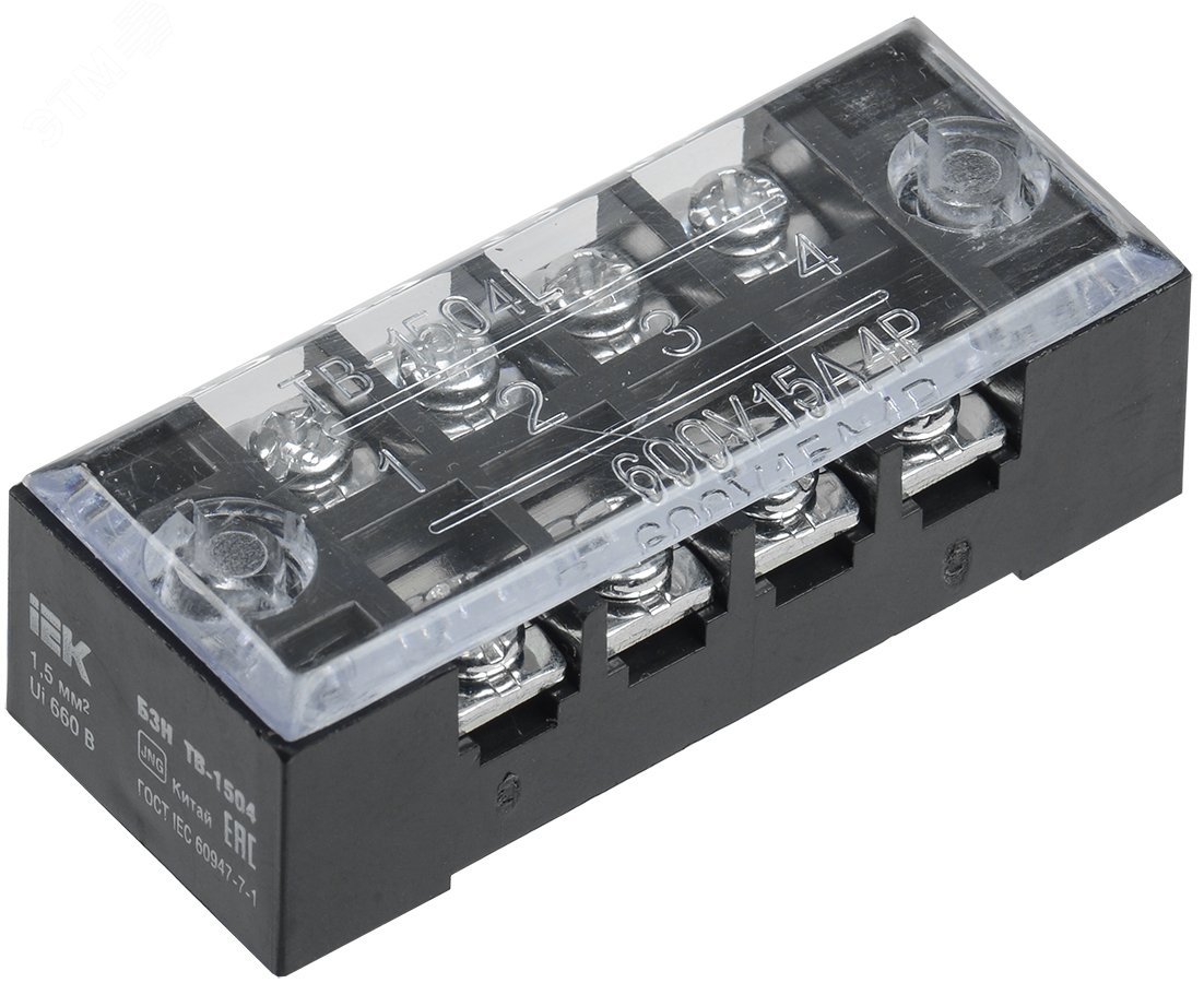 Блок зажимов БЗН ТВ-1504 1,5 мм2 15А 4 пары YZN41-04-001-K02