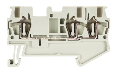 Клемма сдв. WKF 1,5 D1/2/35 - Проходная клемма, 3 точки подключения, тип фиксации провода: пружинный, номинальное сечение: 1,5 мм кв., 17,5A, 500V, ширина: 4 мм, цвет: серый, тип монтажа: DIN 35