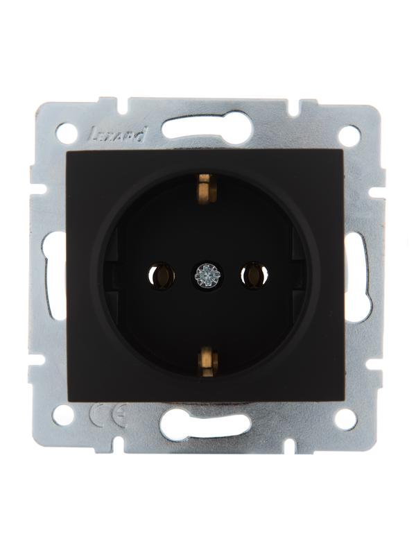 Розетка 1-м СП Karina с заземл. термопласт механизм черн. бархат 707-4288-122B