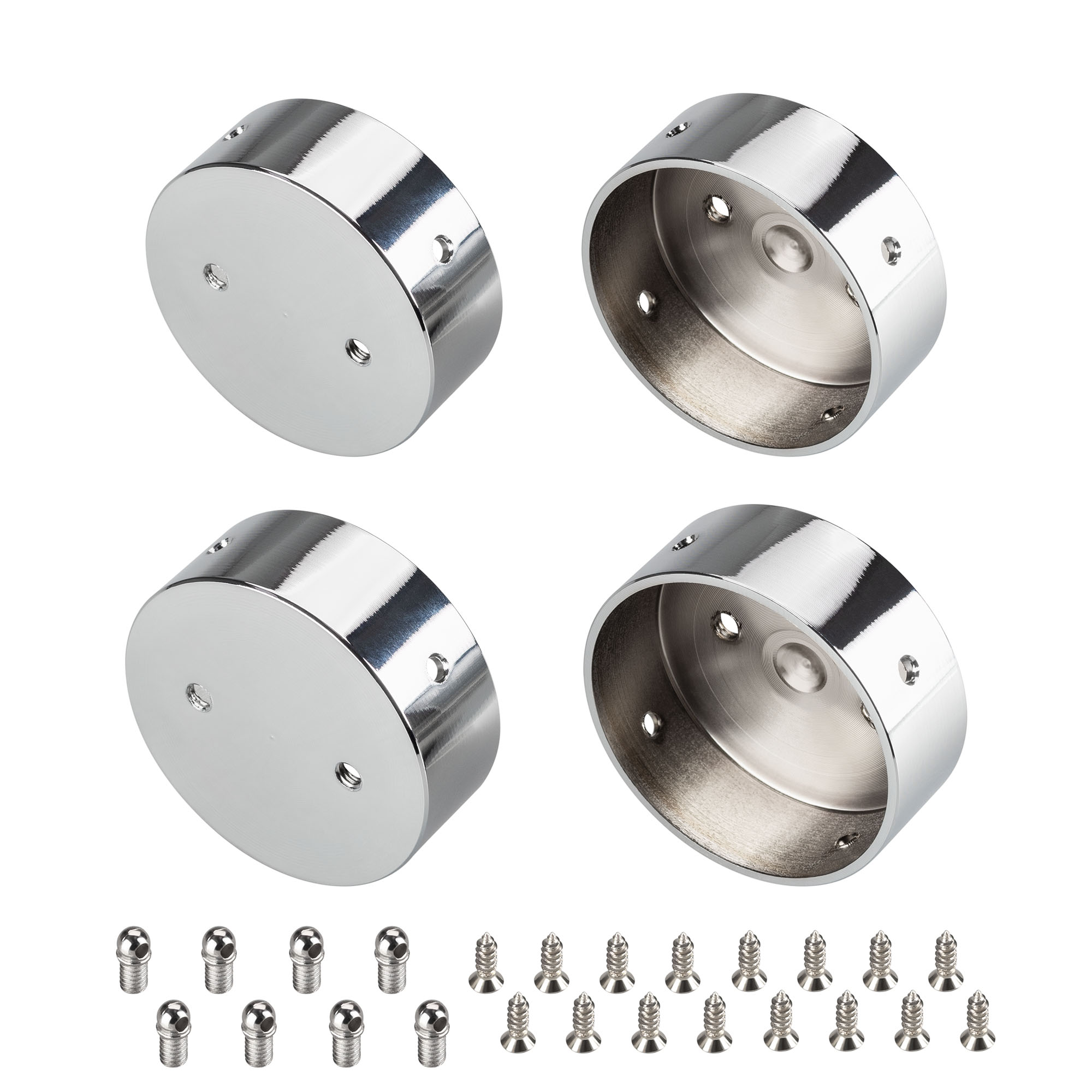 Заглушка WPH-FLEX-D40-360deg глухая 045903 - глухая заглушка для силиконового профиля WPH-FLEX-D40-360deg. Материал - металл. В комплекте 4 заглушки, 16 саморезов, 8 винтов. Цена за комплект.