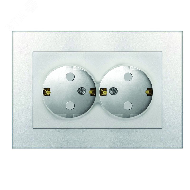 Розетка двухместная UNIVersal серия Афина с/з, с/у, з/ш 16А, 220В, серебро (еврослот), механизм A0050-S