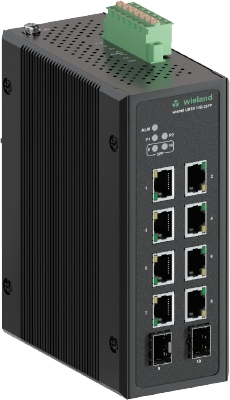 Коммутатор WIENET UMSA 10G-2SFP - Коммутатор серии WieNet, неуправляемый, 8 портов RJ45 скорость передачи 10/100/1000 MBit/s, 2 SFP порта, номинальное напряжение: 12-57 VDC, монтаж: на DIN рейку, материал корпуса: алюминий