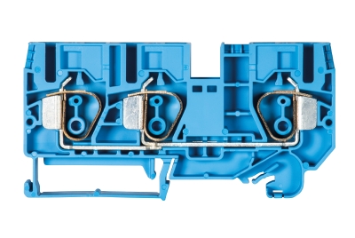 Клемма сдв. WKFN 10 D1/2/35 BLAU - Проходная клемма, 3 точки подключения, тип фиксации провода: пружинный, номинальное сечение: 10 мм кв., 57A, 800V, ширина: 10 мм, цвет: синий, тип монтажа: DIN 35