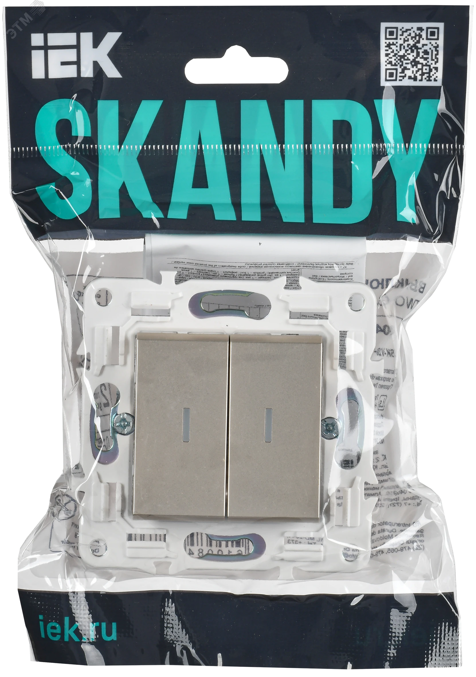 SKANDY Выключатель 2-клавишный с индикацией 10А SK-V09Sh шампань IEK SK-V20-1-10-K37