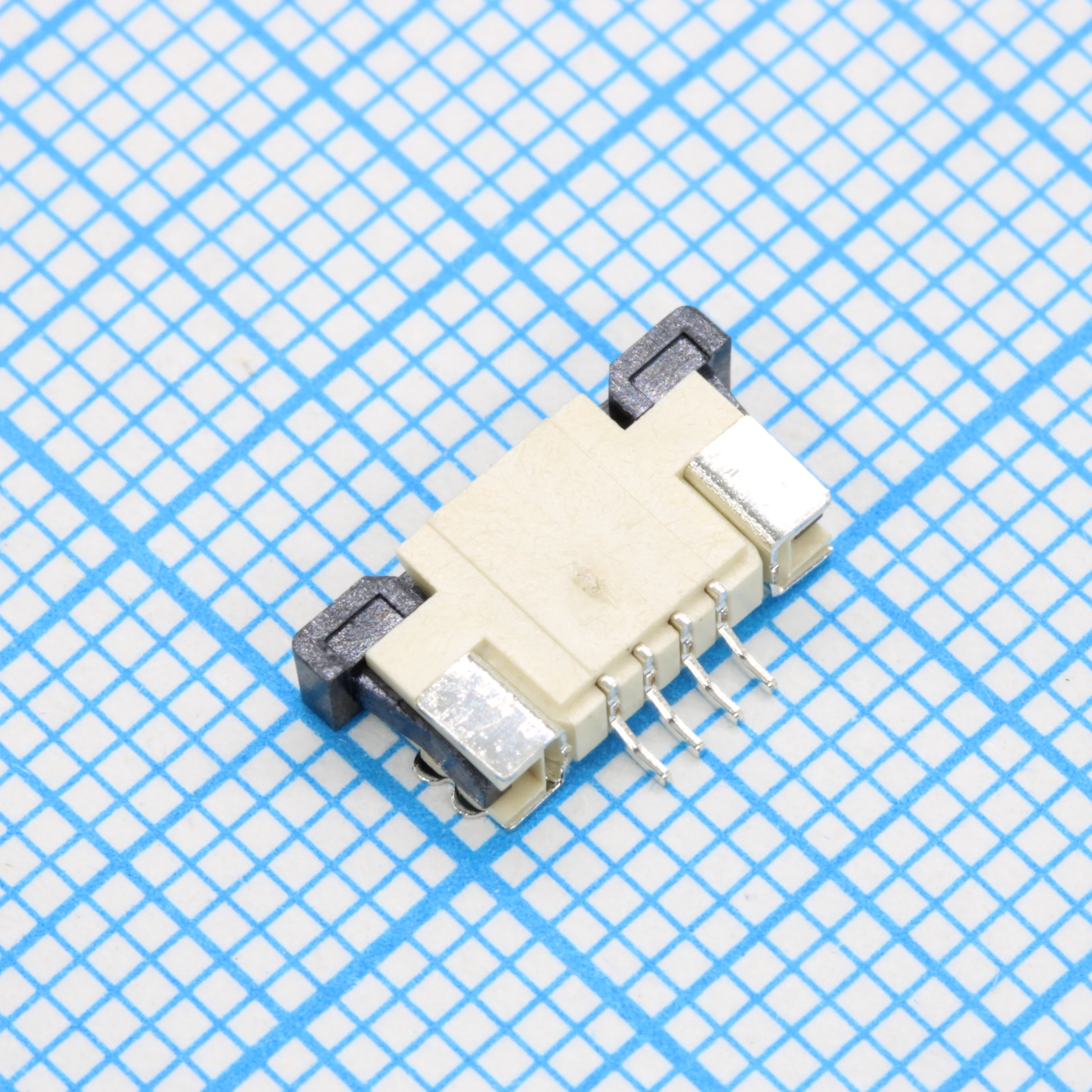 DS1020-07-04VBT1B-R - FPC разъем для шлейфа на плату, поверхностный монтаж 4pin, шаг 1.00мм (контакты сверху)