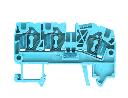 Клемма сдв. WKF 4 D1/2/35 BLAU - Проходная клемма, 3 точки подключения, тип фиксации провода: пружинный, номинальное сечение: 4 мм кв., 32A, 800V, ширина: 6 мм, цвет: серый, тип монтажа: DIN 35