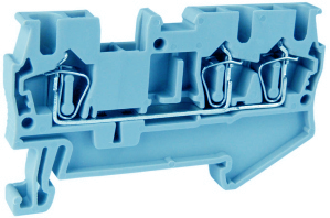 Проходная клемма UJ5-2.5/1X2(BU) - Проходная клемма, 3 точки подключения в клемме, тип фиксации провода: пружинный, номинальное сечение: 2,5 мм кв., 31A, 800V, ширина: 5,2 мм, цвет: синий, тип монтажа: DIN 35