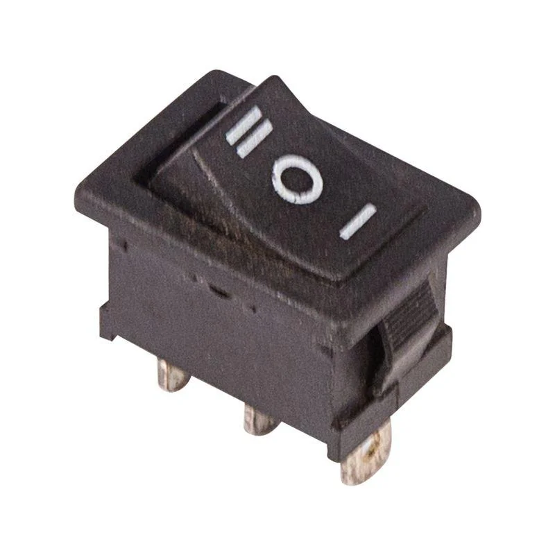 RWB-205 черный - Выключатель клавишный с нейтралью ON-OFF-ON (3c) 6А 250В