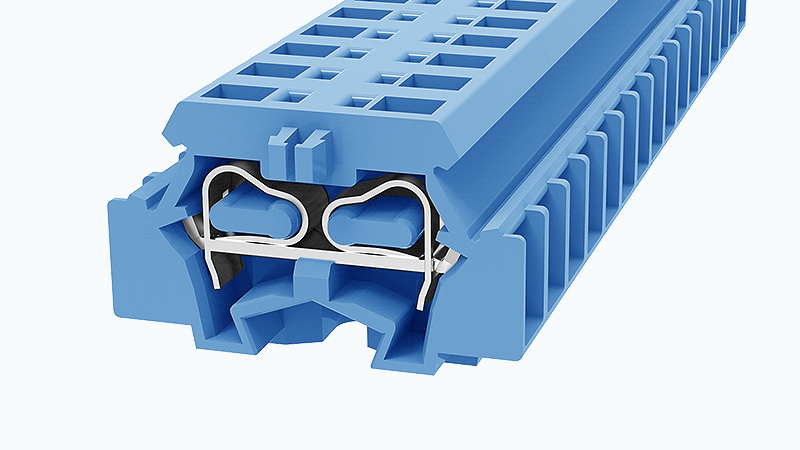 Проходная клемма WS2.5-DB-01P-12 - Проходная клемма, тип фиксации провода: пружинный,номинальное сечение: 2,5 мм кв.,  24А,800V,ширина: 6 мм, цвет: синий, тип монтажа: монтажный фланец