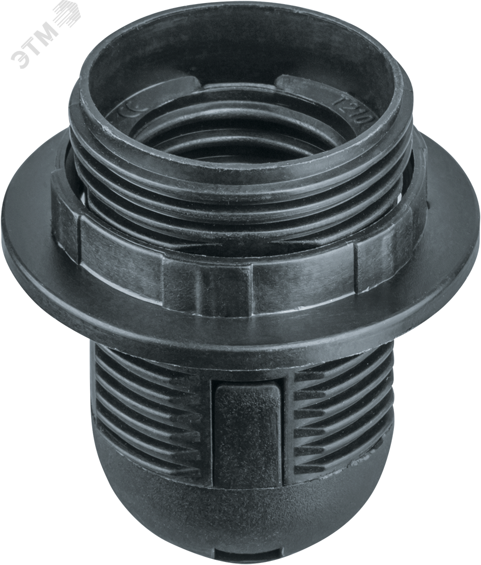 Патрон люстровый Е27 пластик с кольцом черный 20604