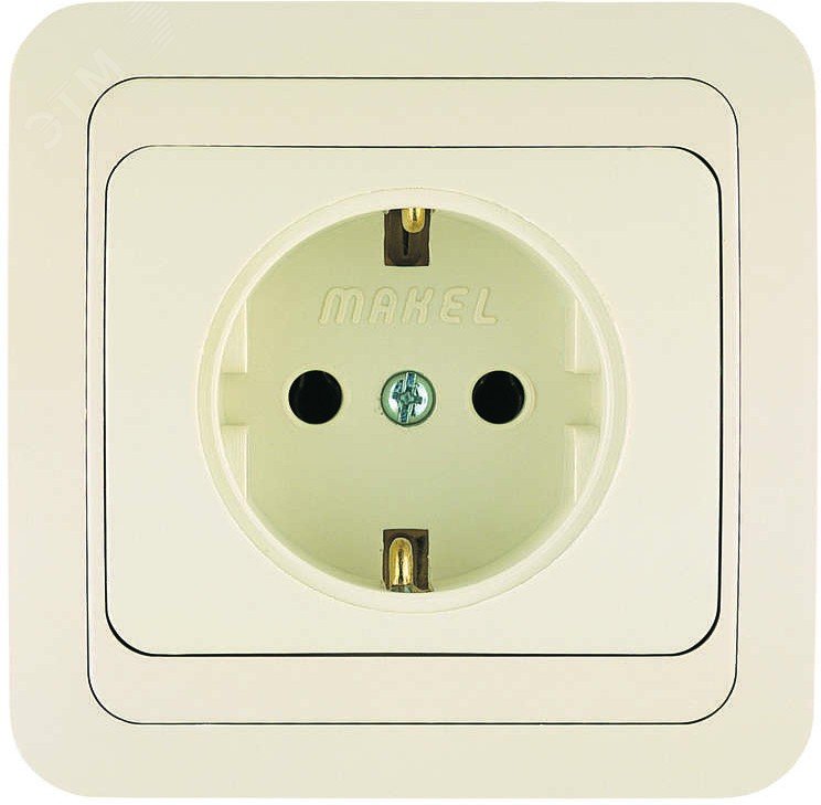 Розетка 1-м СП Mimoza 16А IP20 с заземл.керамика крем./крем. 25008